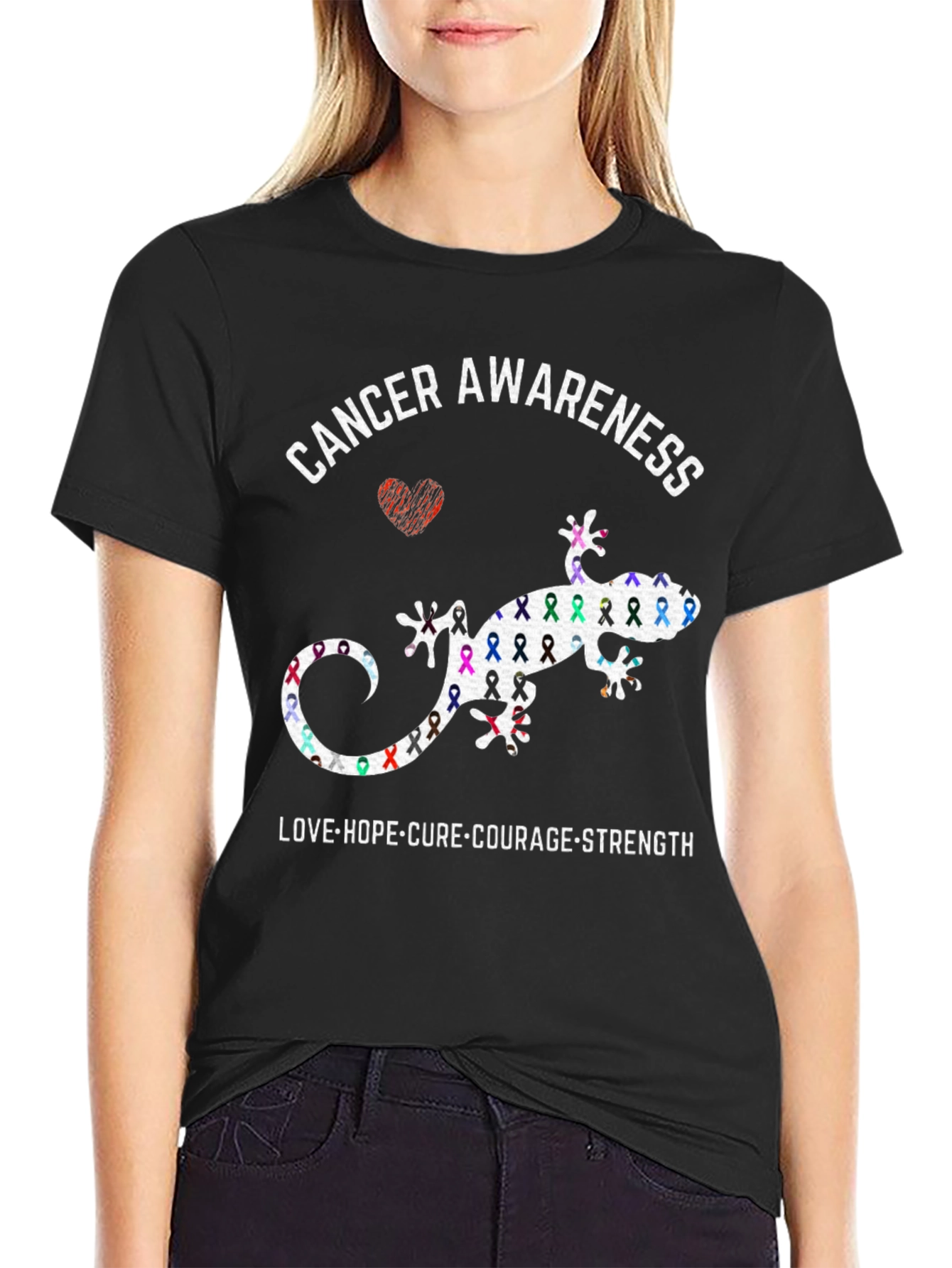 Cancer Awareness Lizard Graphic T-Shirt