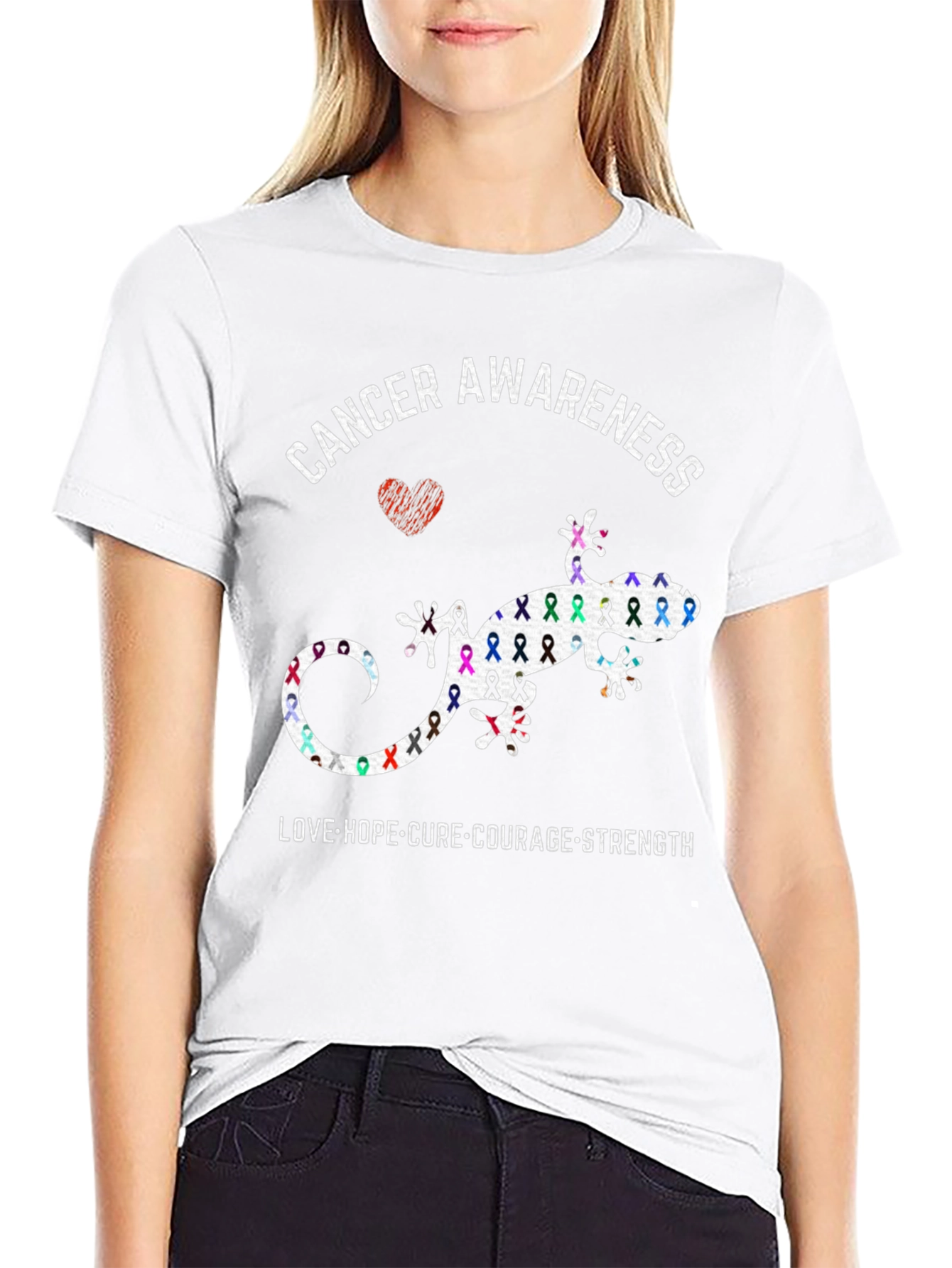 Cancer Awareness Lizard Graphic T-Shirt