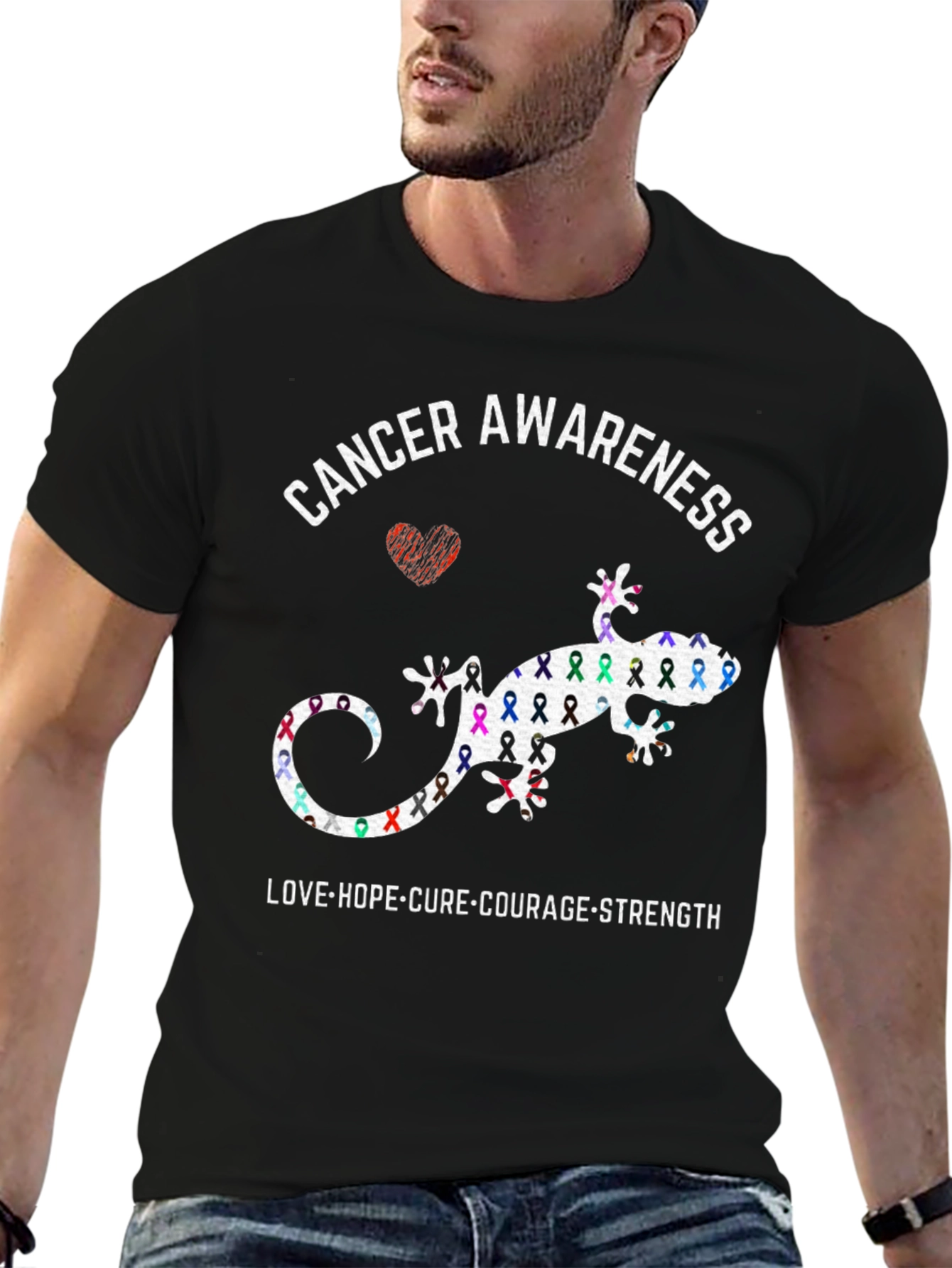 Cancer Awareness Lizard Graphic T-Shirt