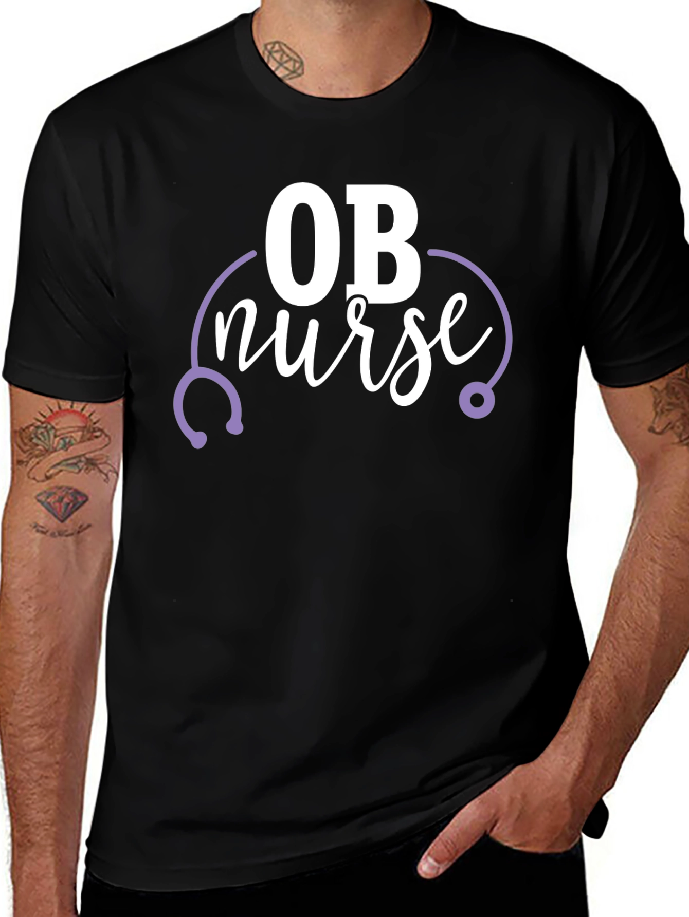 OB Nurse Graphic T-Shirt - Black Crew Neck