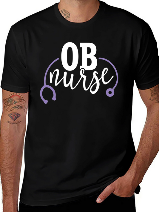 OB Nurse Graphic T-Shirt - Black Crew Neck
