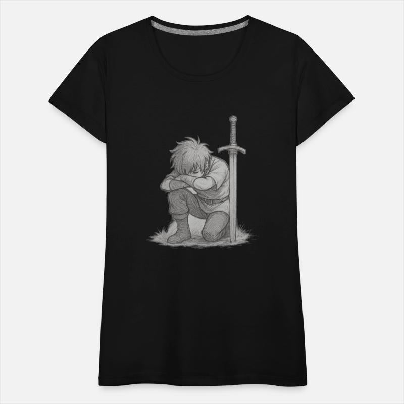 Silent Anime Warrior – Sword in Ground Aesthetic T