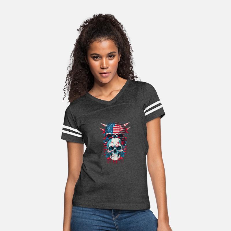 Skull America Shirt American Flag face evil death