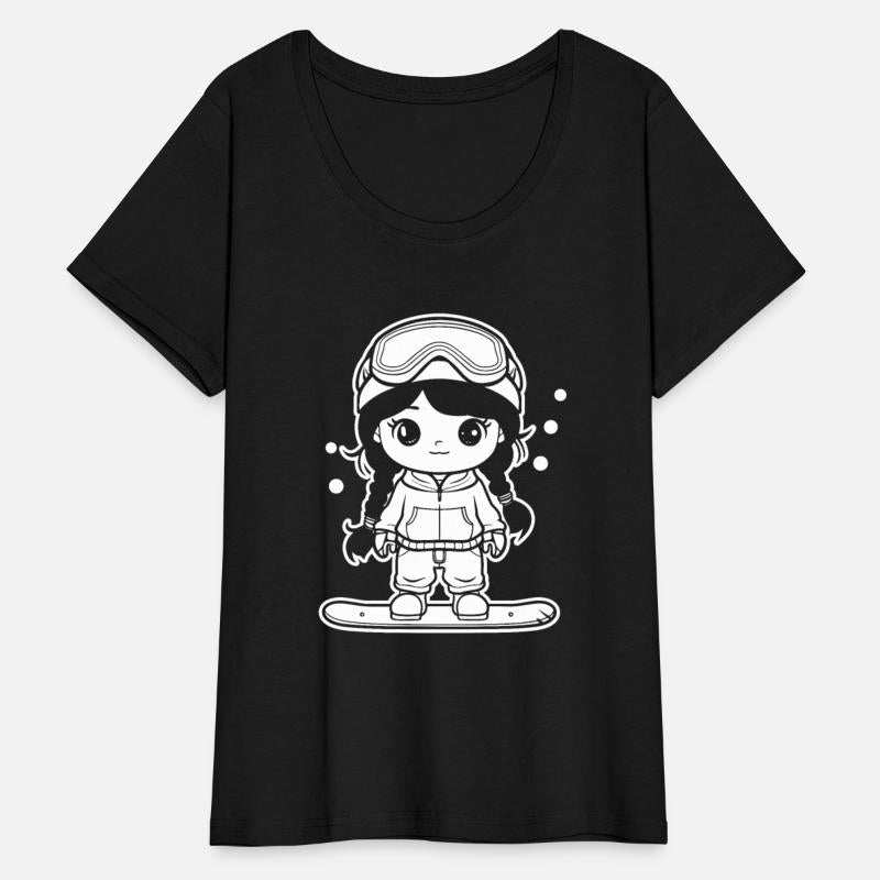 Snowboarding Girl Cartoon Look