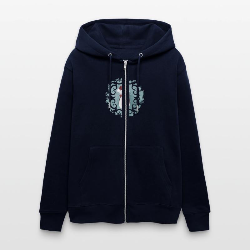 Snowman in Santa Claus look in winter