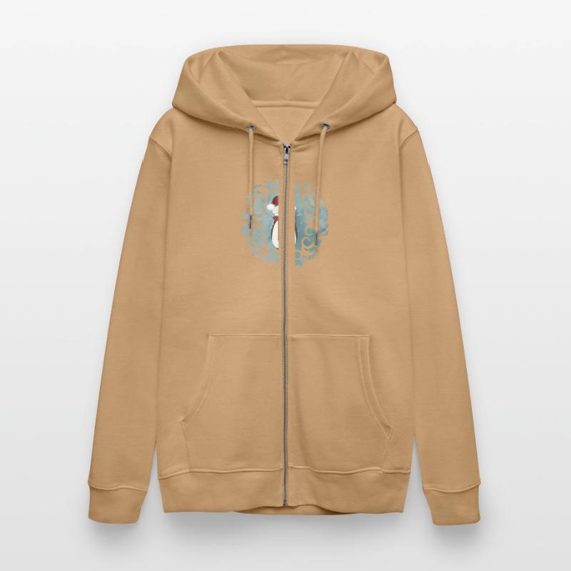 Snowman in Santa Claus look in winter