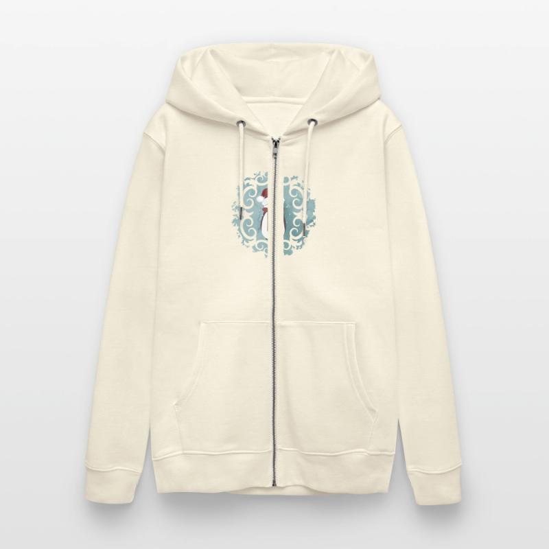 Snowman in Santa Claus look in winter