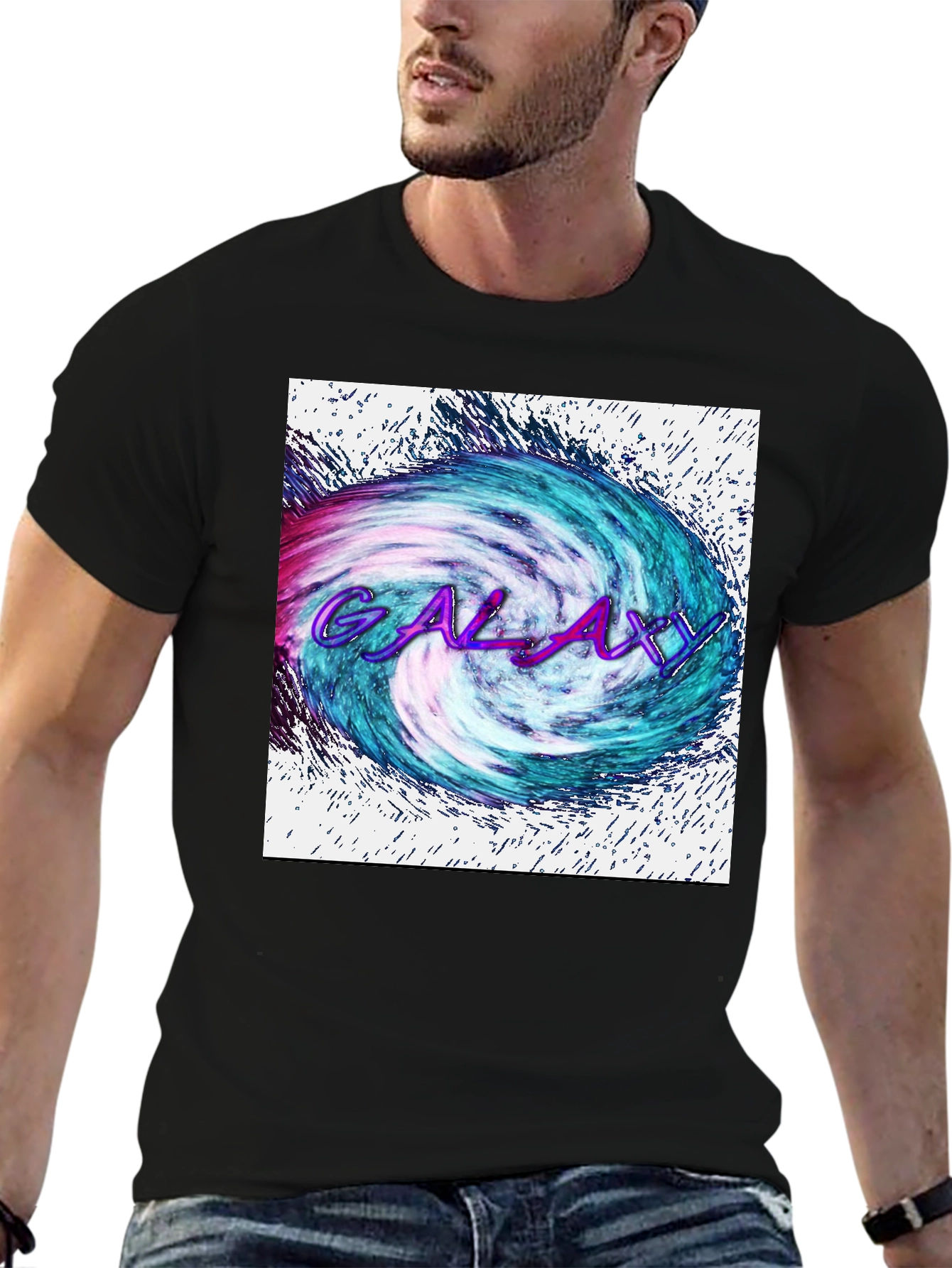 Galaxy Graphic Tee - Black Cotton Blend