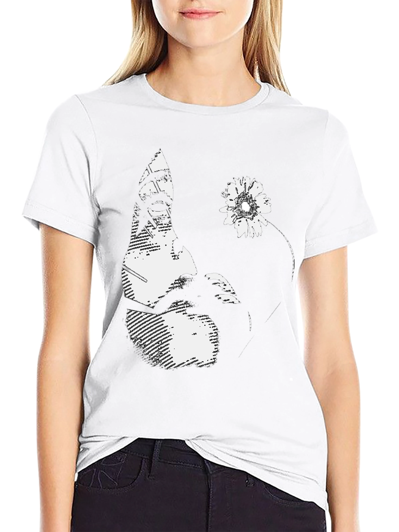 Abstract Portrait Graphic Black T-Shirt