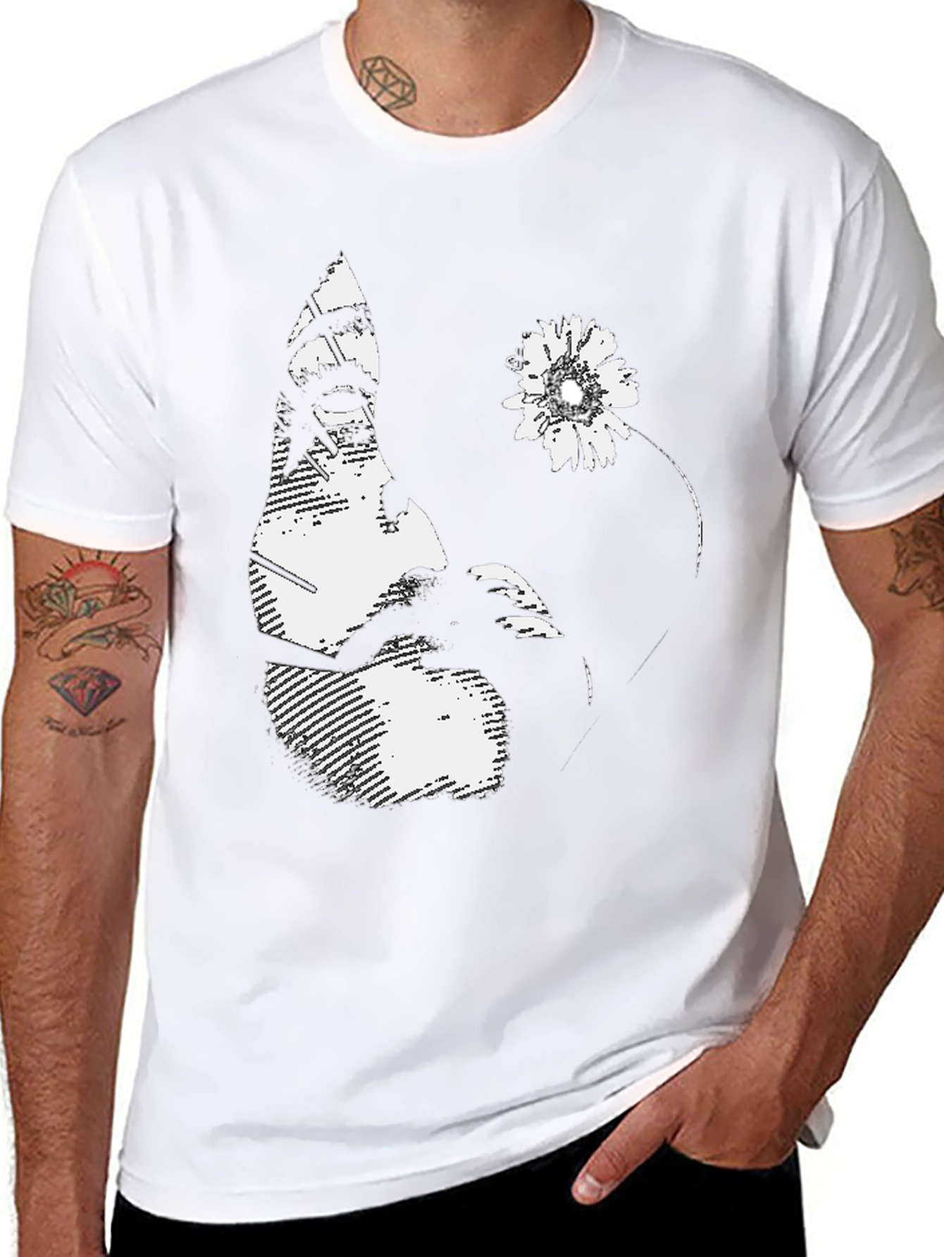 Abstract Portrait Graphic Black T-Shirt