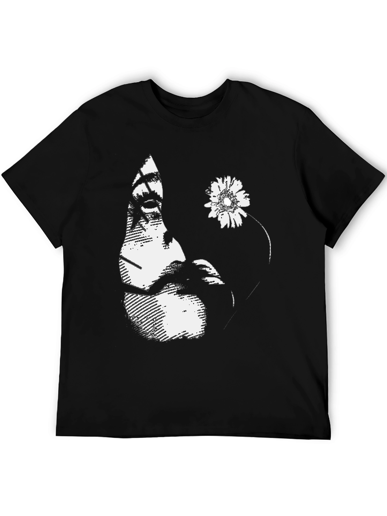 Abstract Portrait Graphic Black T-Shirt
