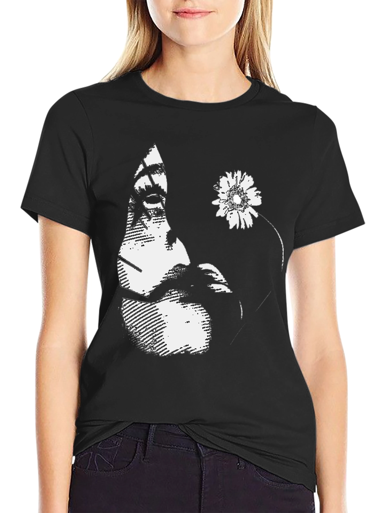 Abstract Portrait Graphic Black T-Shirt