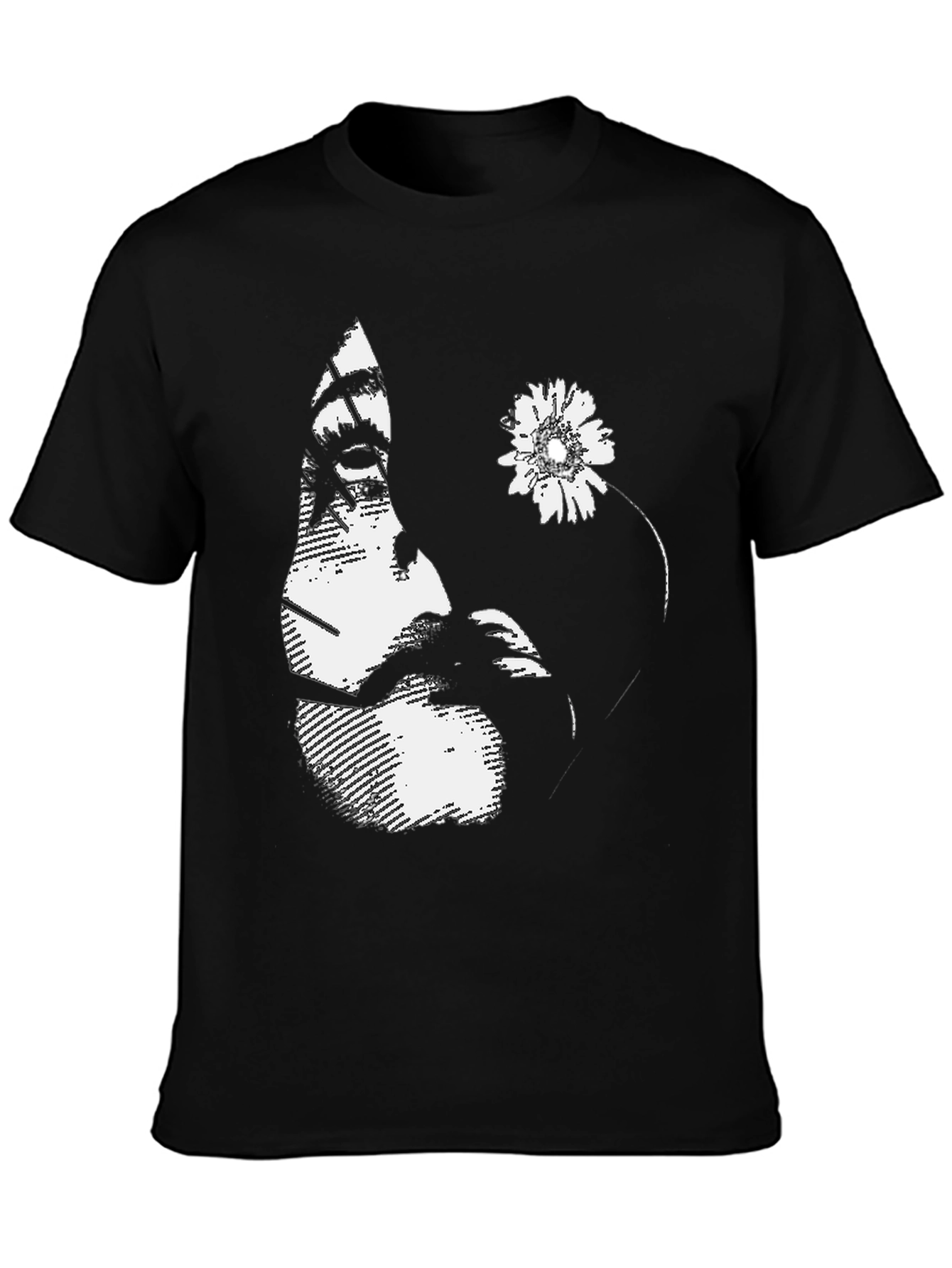 Abstract Portrait Graphic Black T-Shirt
