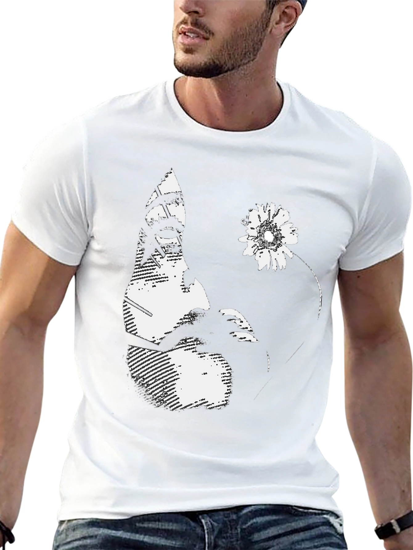 Abstract Portrait Graphic Black T-Shirt