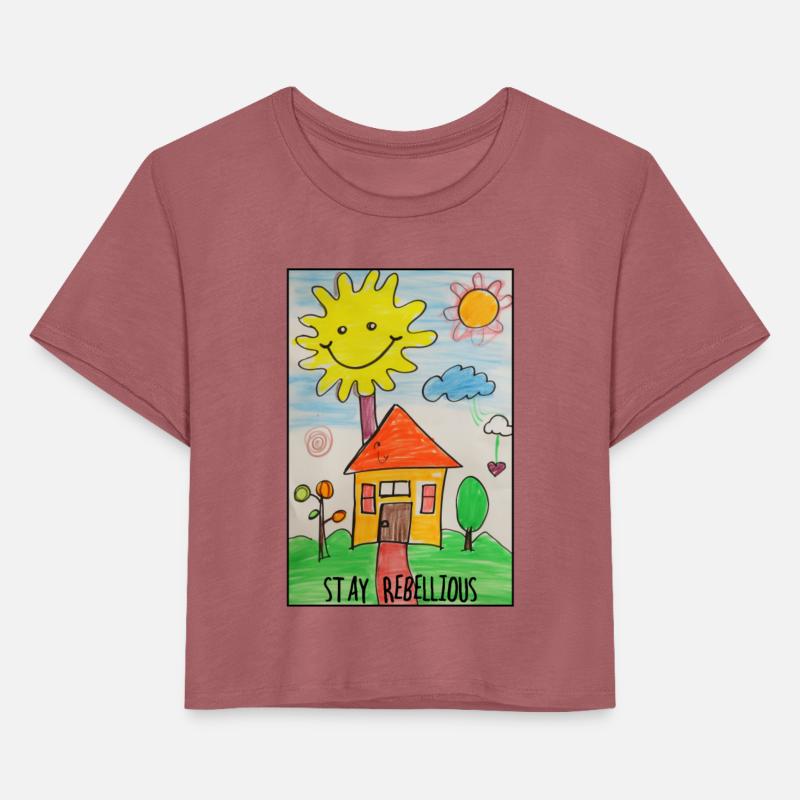STAY REBELLIOUS: Crayon Kids Drawing - House, Sun