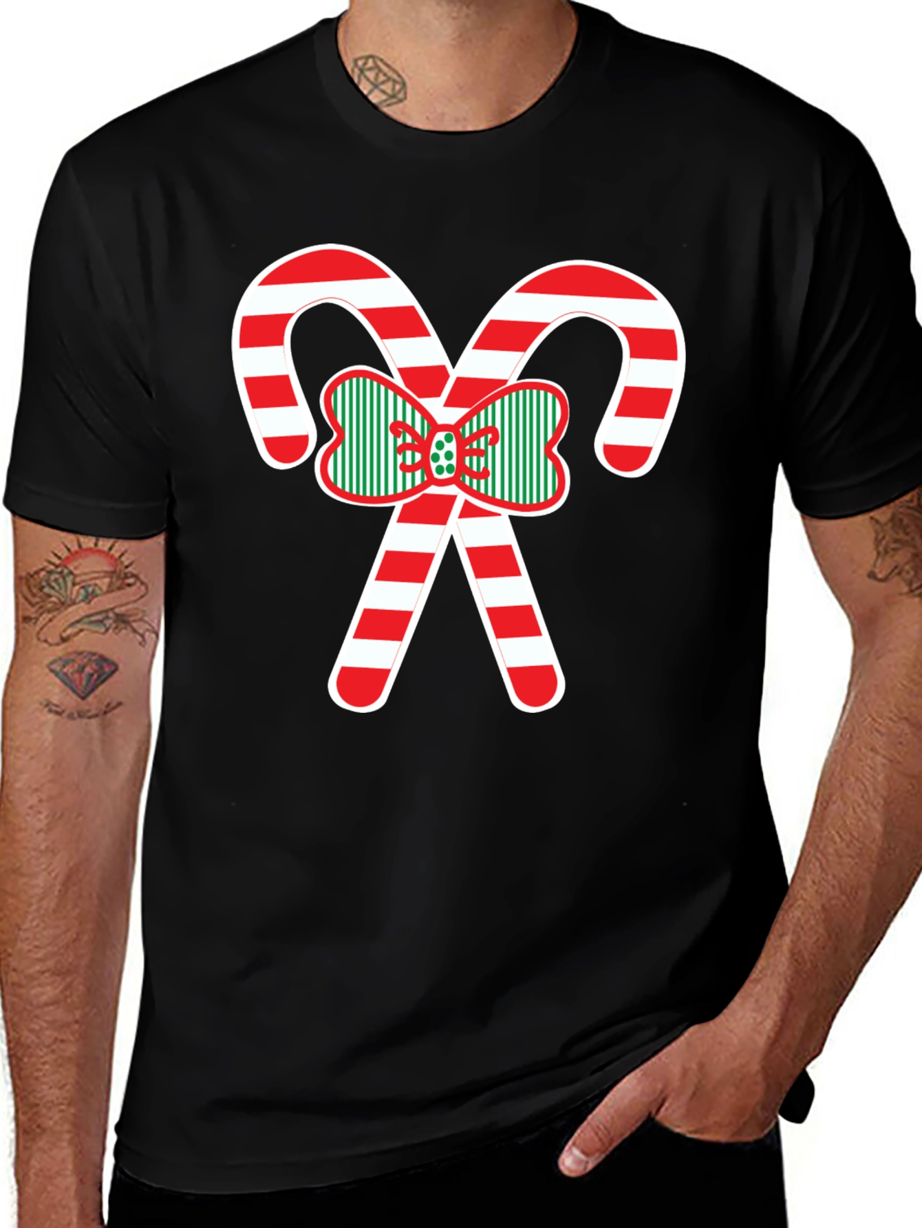 Christmas Candy Cane Bow T-Shirt