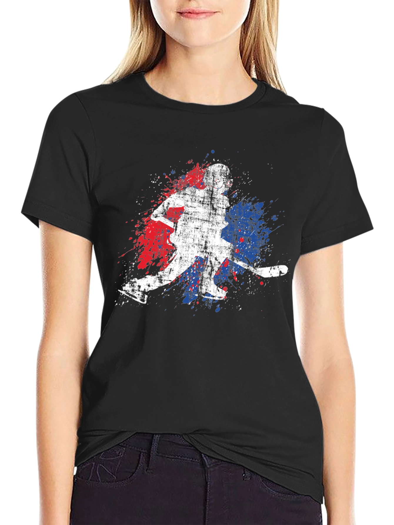 Hockey Player Graphic Tee - Sporty Style
