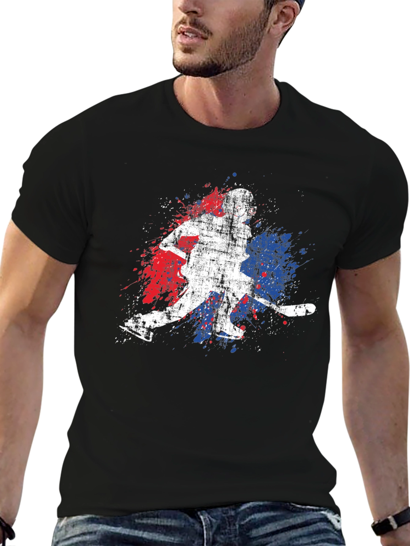 Hockey Player Graphic Tee - Sporty Style