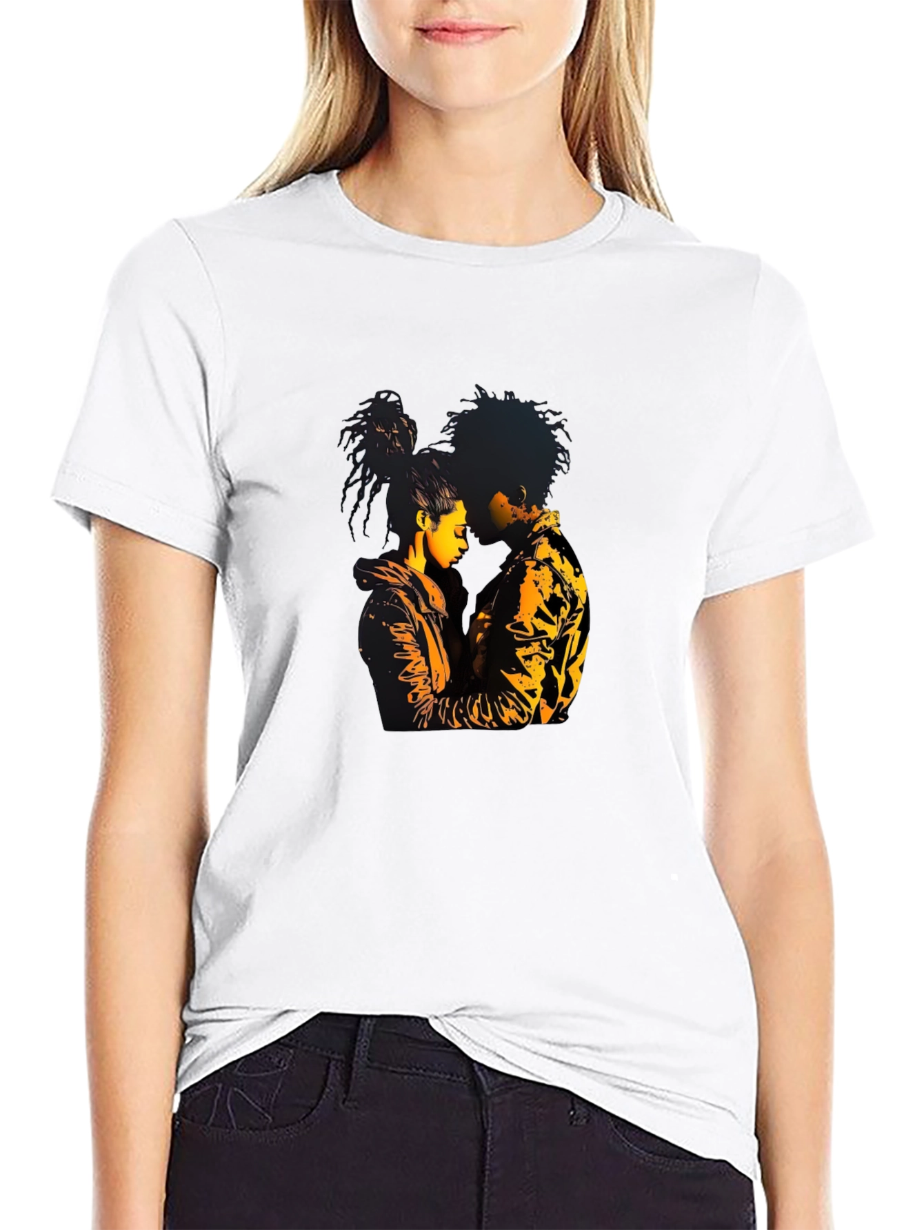 Couple Graphic Black T-Shirt