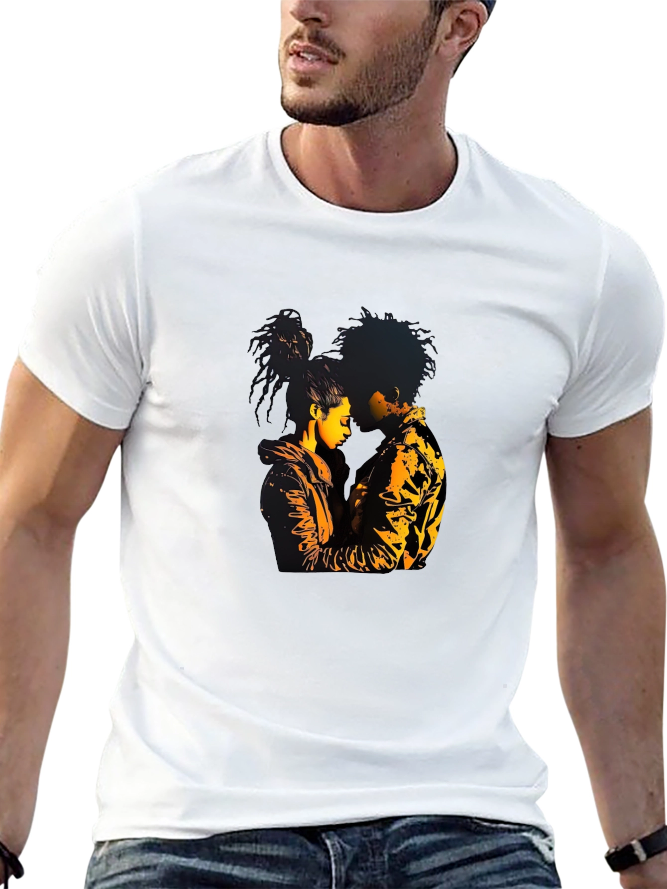 Couple Graphic Black T-Shirt