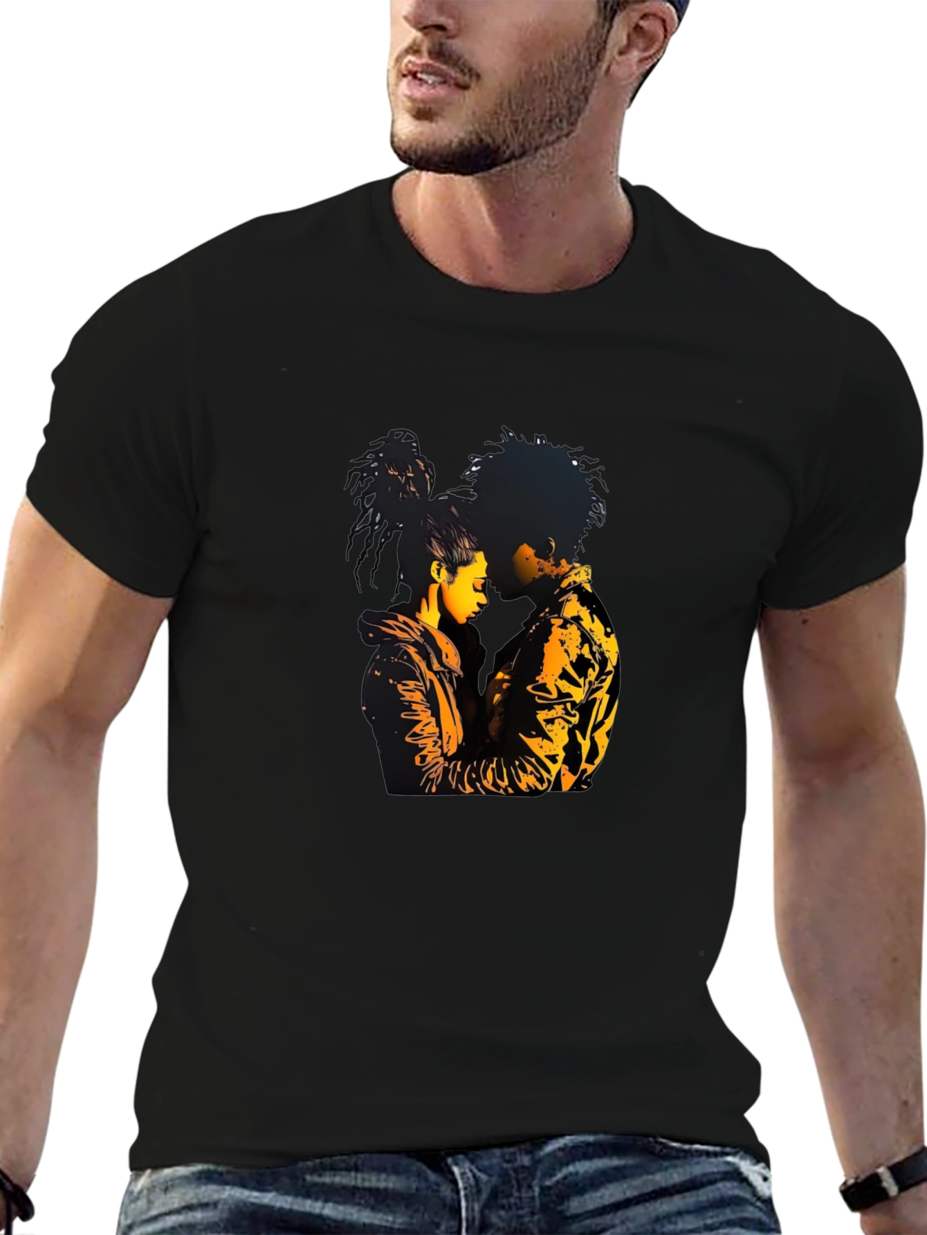 Couple Graphic Black T-Shirt