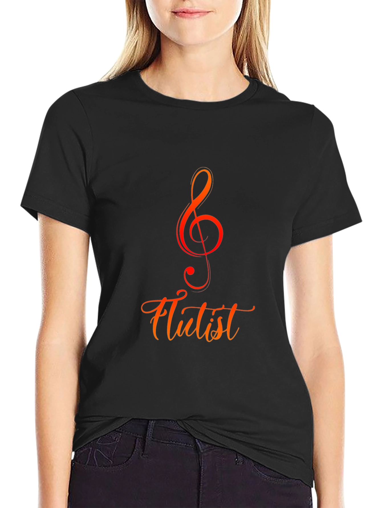 Flutist Music T-Shirt - Treble Clef Tee