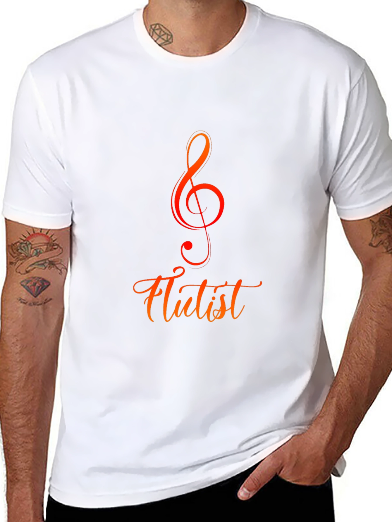 Flutist Music T-Shirt - Treble Clef Tee