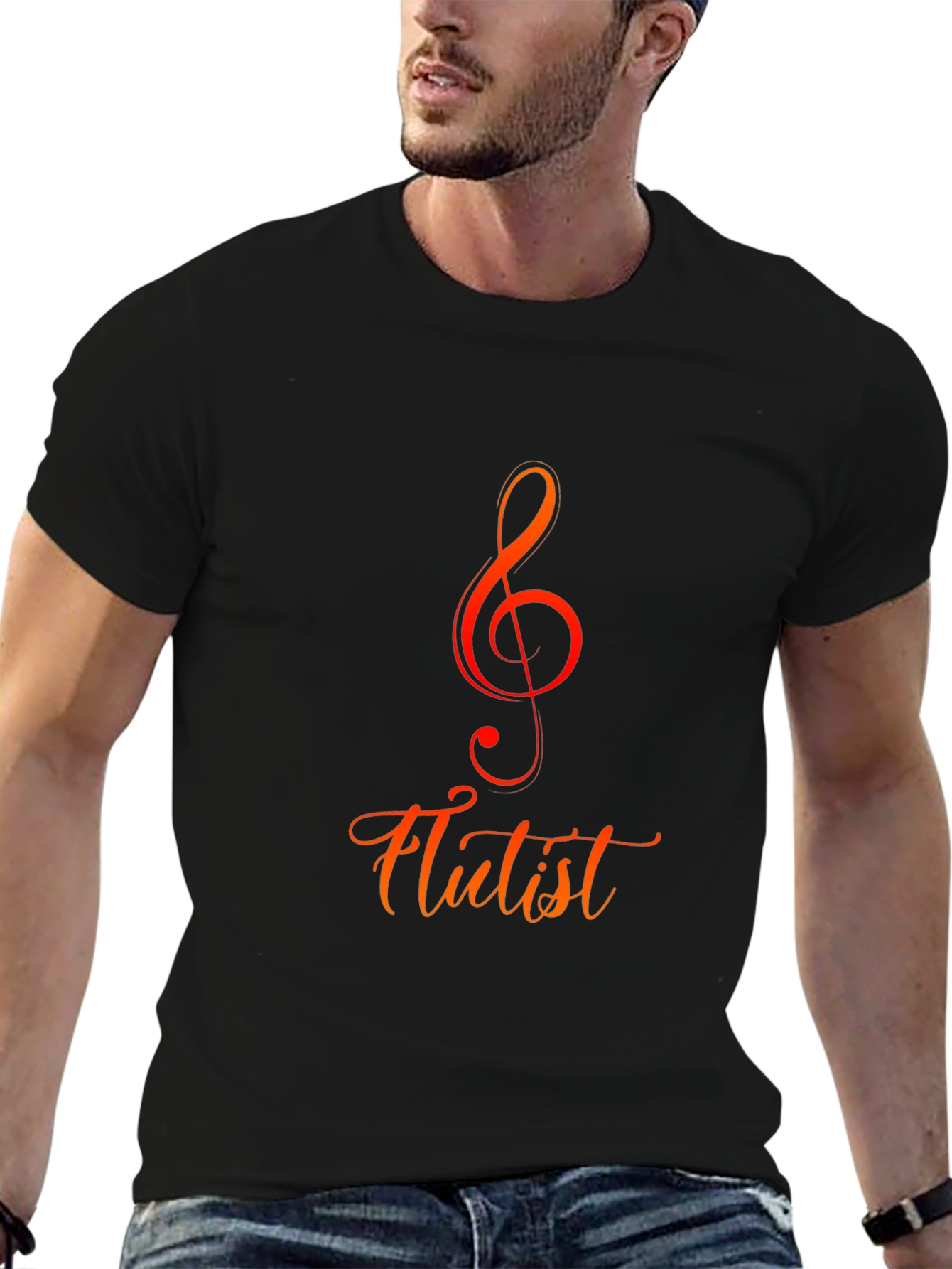 Flutist Music T-Shirt - Treble Clef Tee