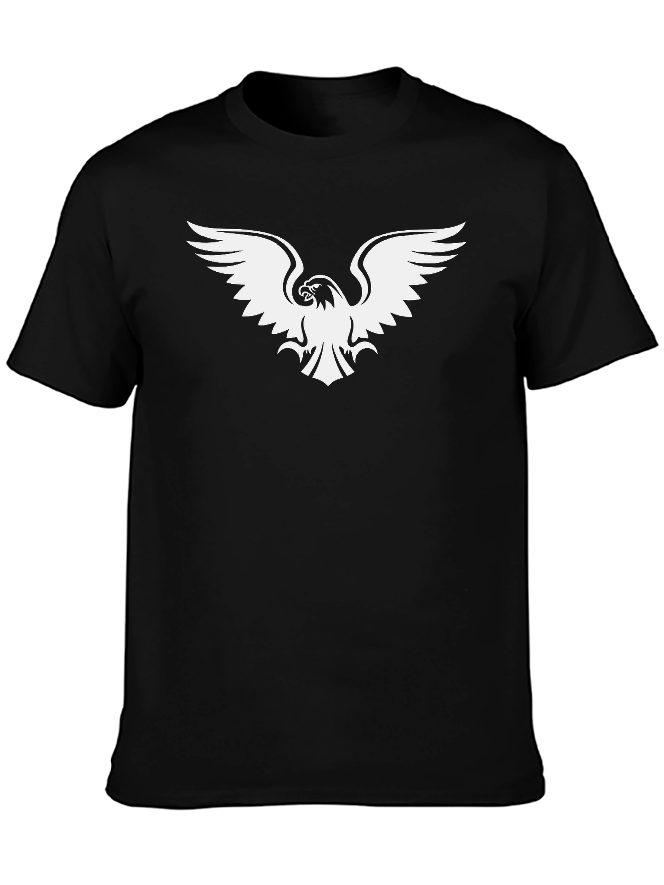 Black T-Shirt with White Eagle Graphic Print