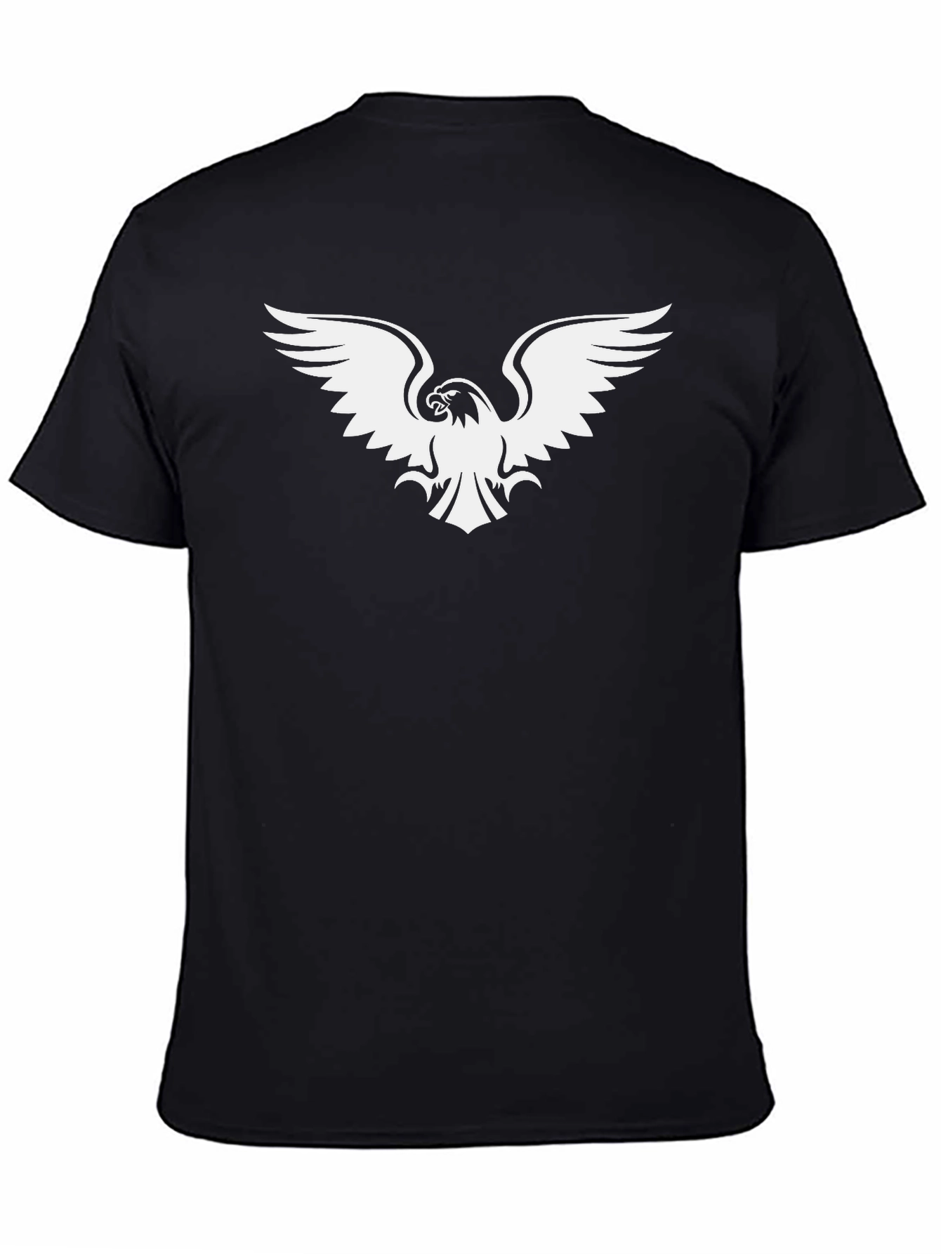 Black T-Shirt with White Eagle Graphic Print
