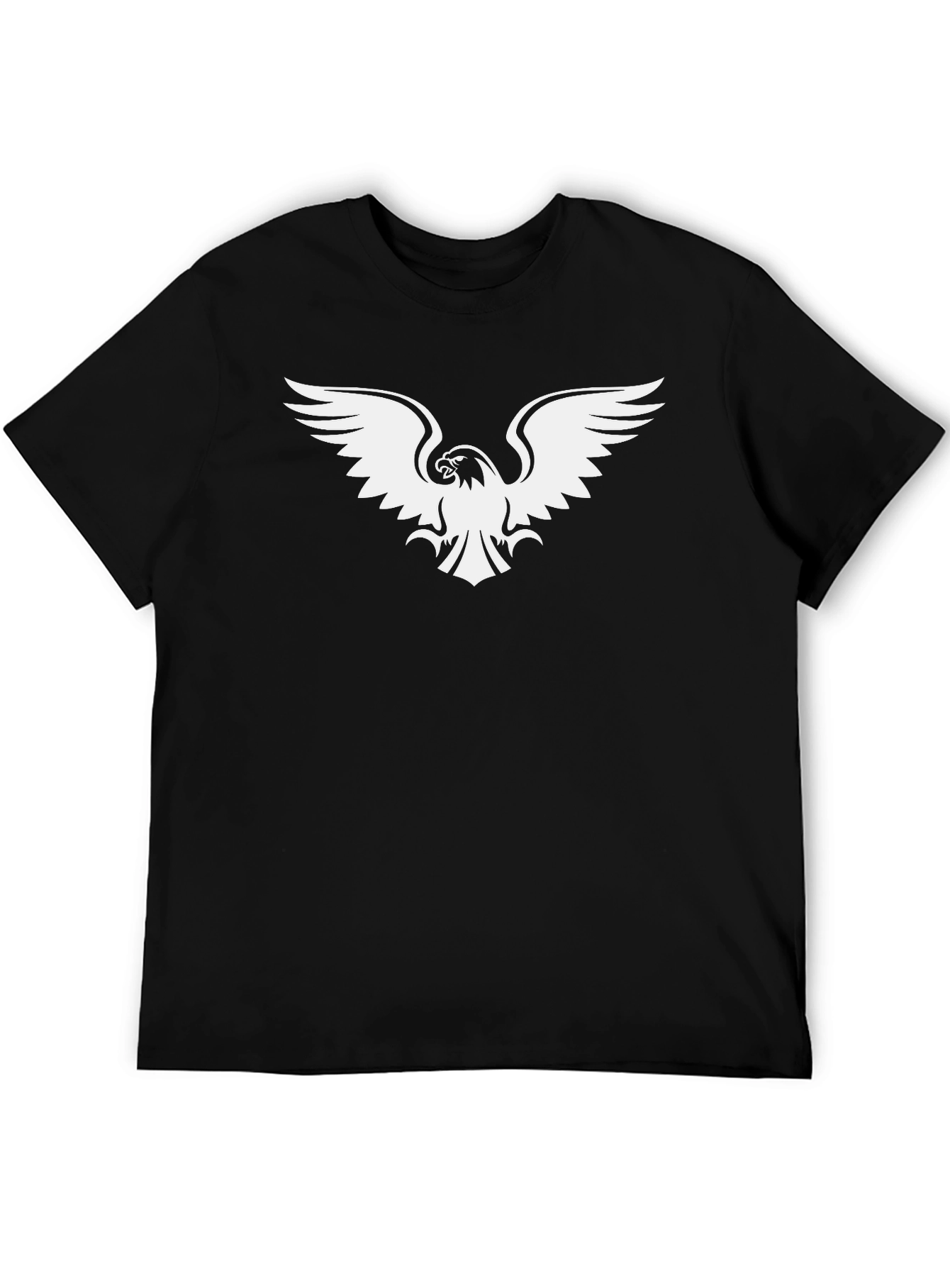 Black T-Shirt with White Eagle Graphic Print