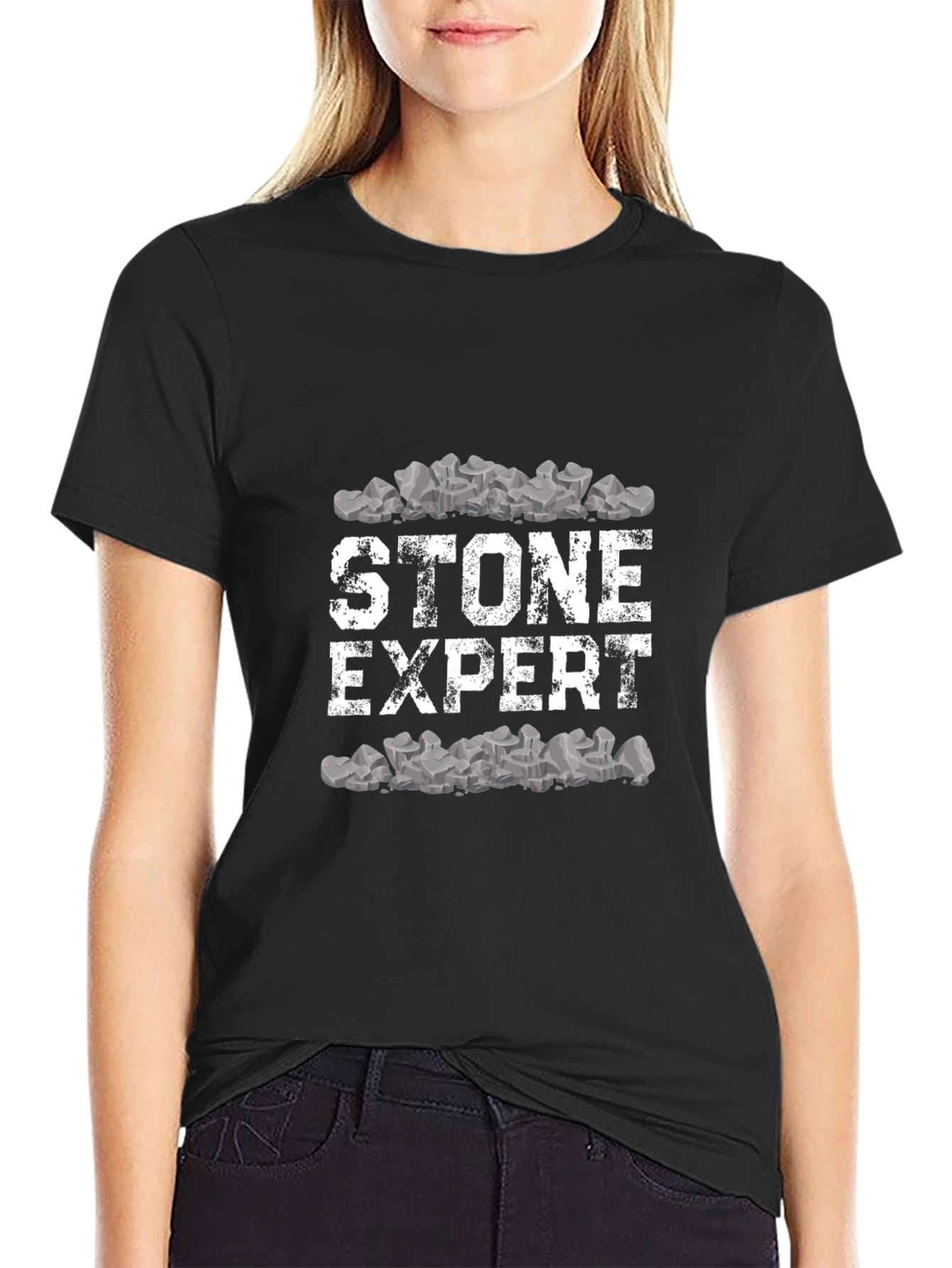 Stone Expert Graphic Tee - Black Cotton Comfort