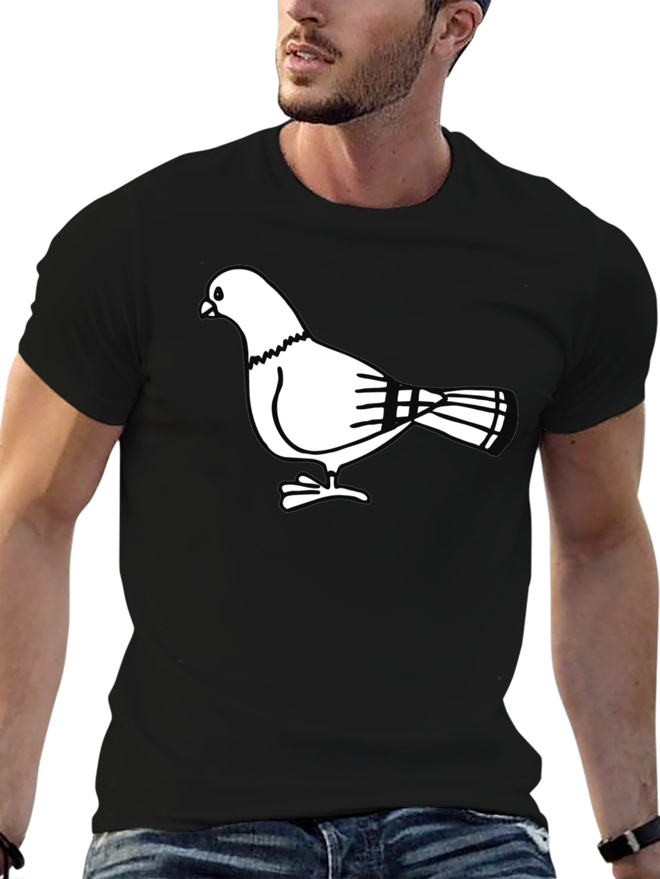 Pigeon Graphic T-Shirt - Black Cotton Tee