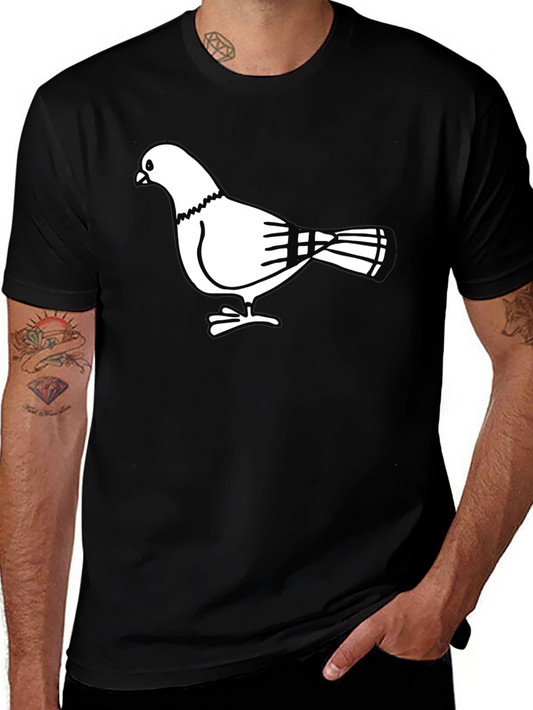 Pigeon Graphic T-Shirt - Black Cotton Tee