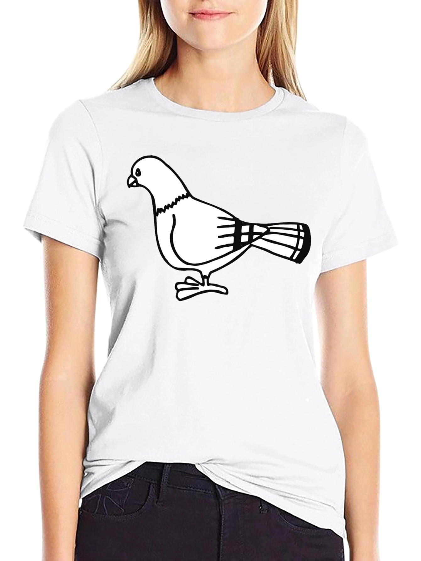 Pigeon Graphic T-Shirt - Black Cotton Tee