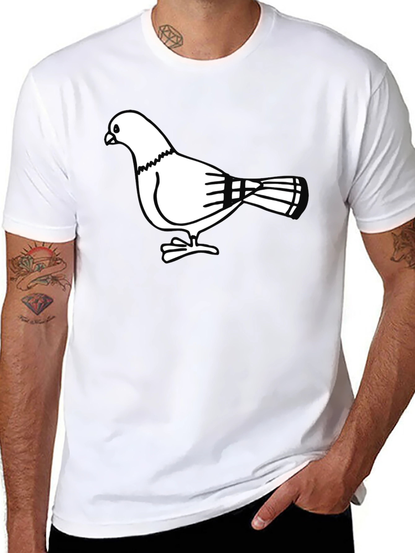 Pigeon Graphic T-Shirt - Black Cotton Tee