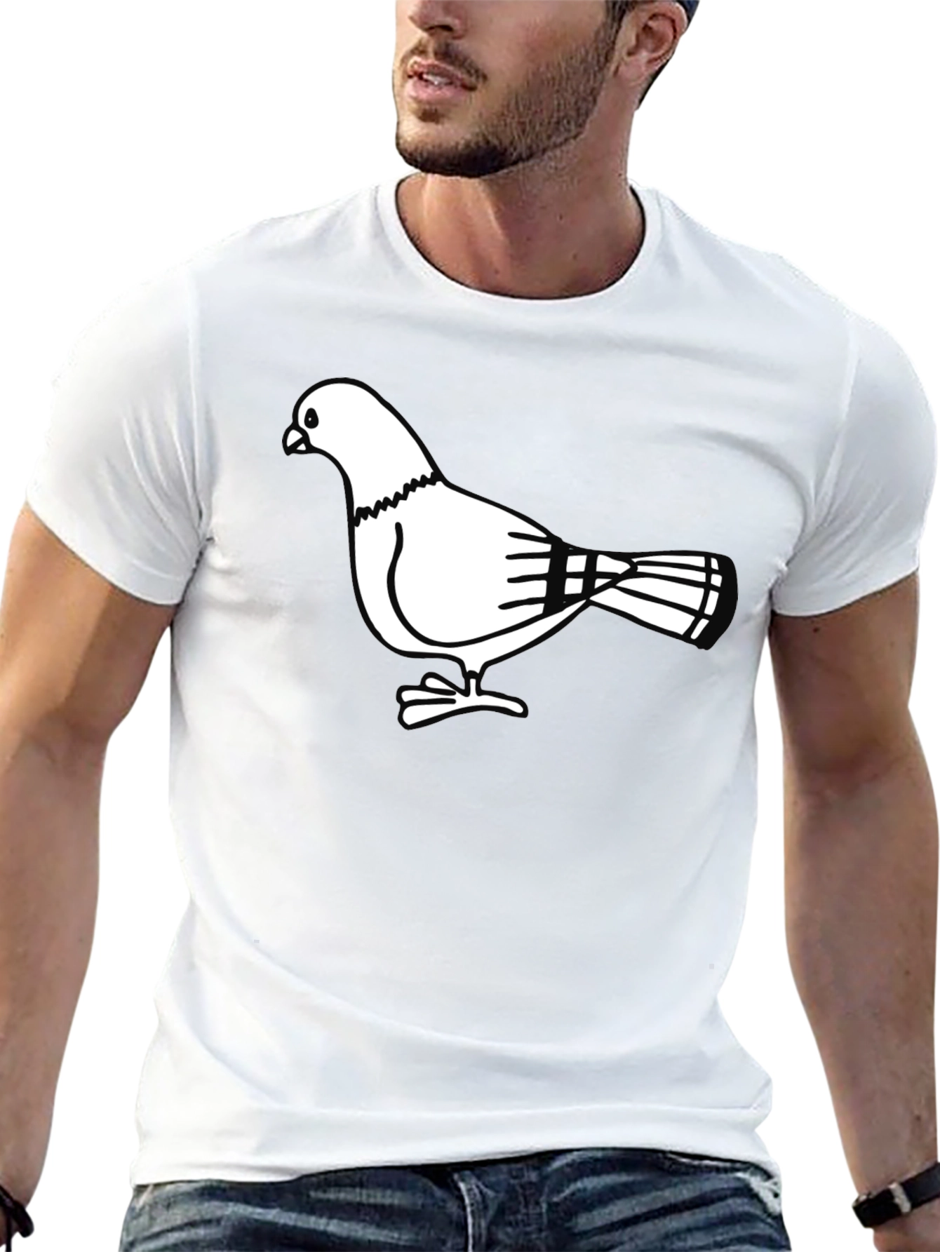 Pigeon Graphic T-Shirt - Black Cotton Tee