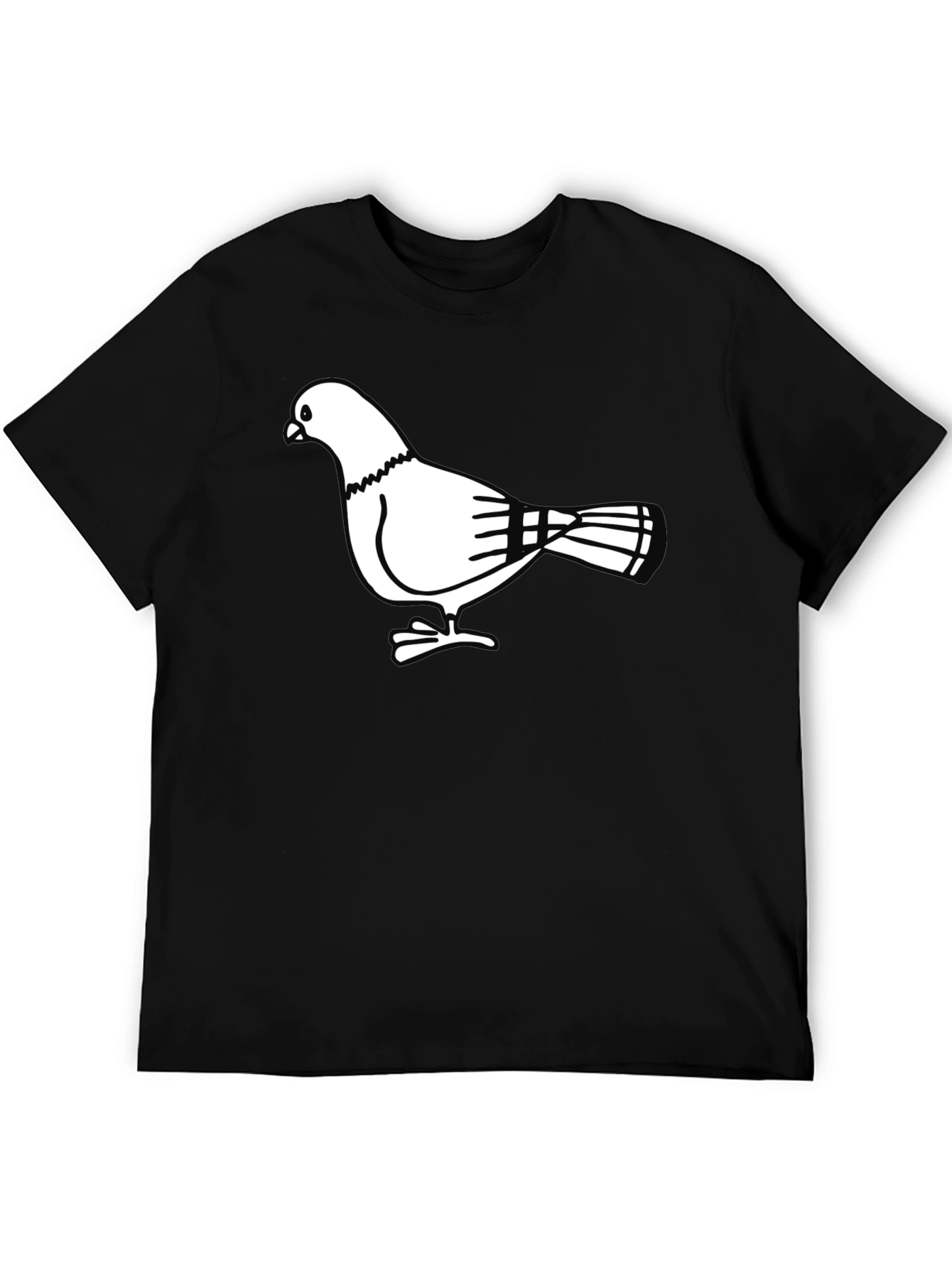 Pigeon Graphic T-Shirt - Black Cotton Tee
