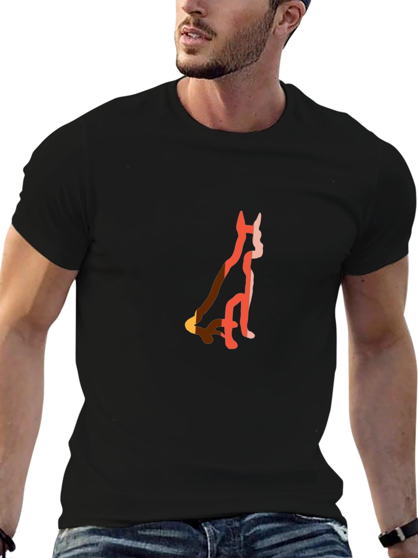 Cool Dog Silhouette Graphic Tee - Black