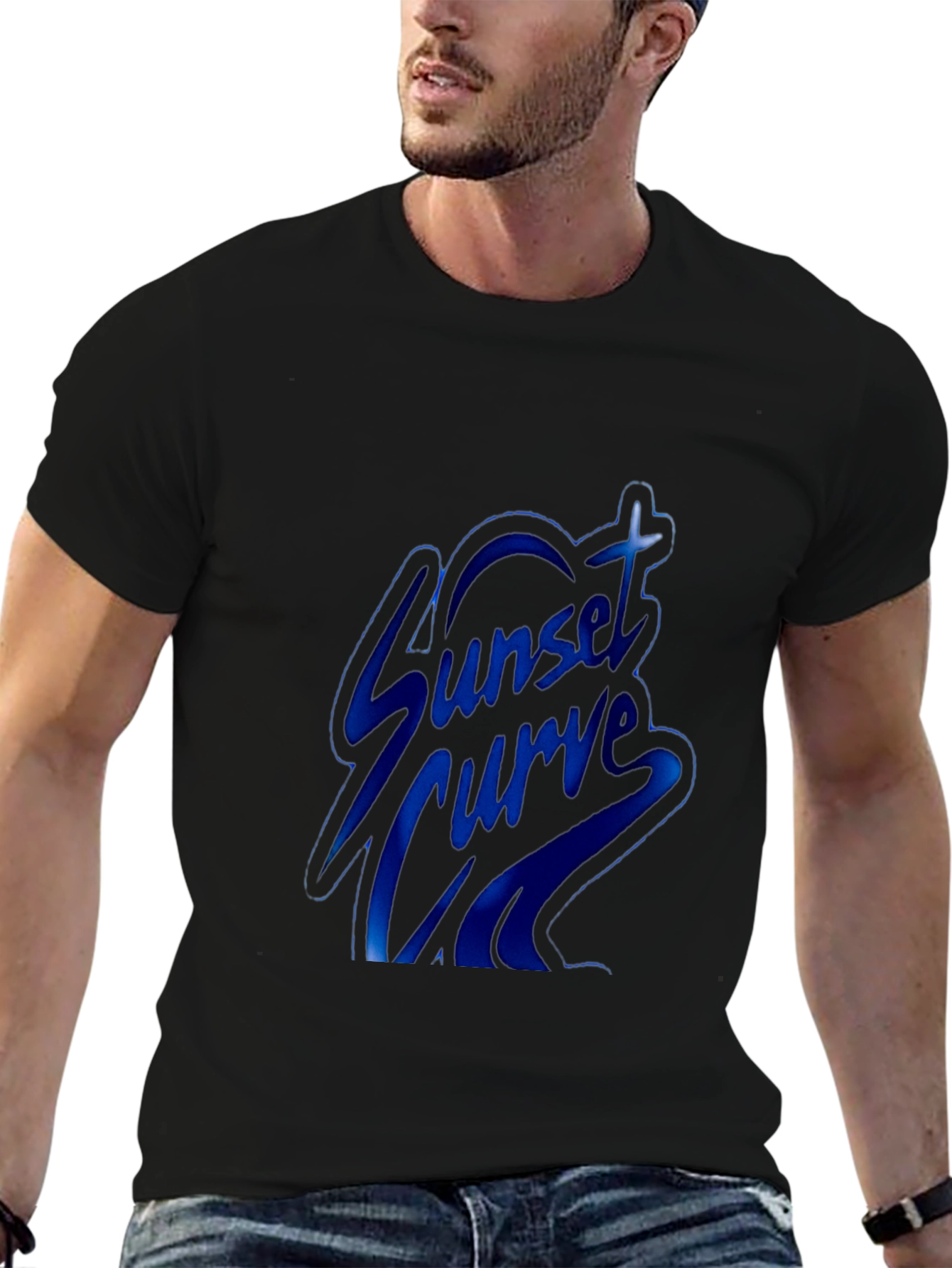 Sunset Curve Band Graphic Tee - Black Cotton