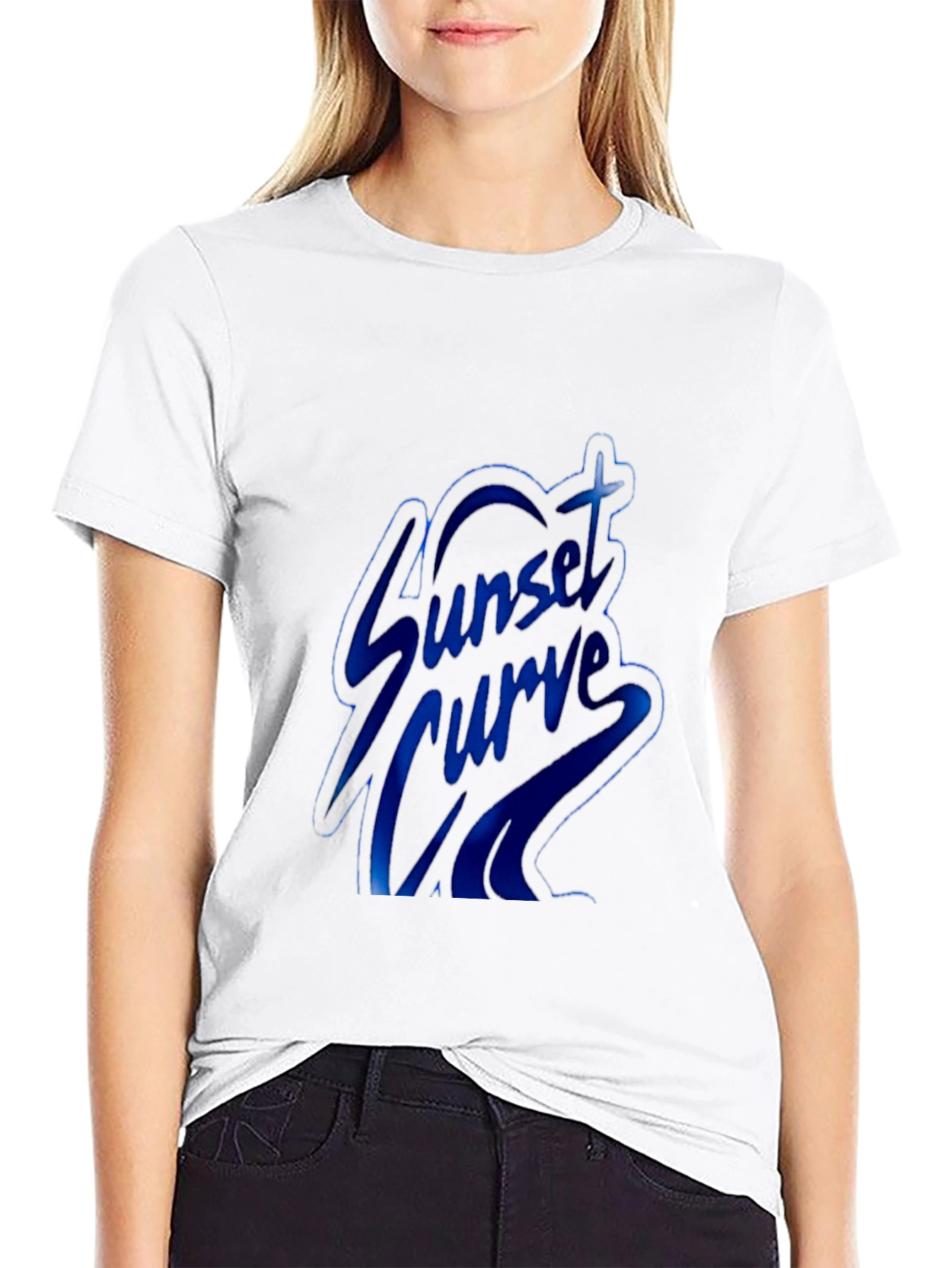 Sunset Curve Band Graphic Tee - Black Cotton
