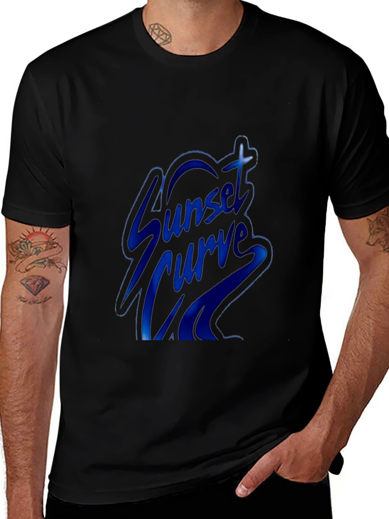 Sunset Curve Band Graphic Tee - Black Cotton