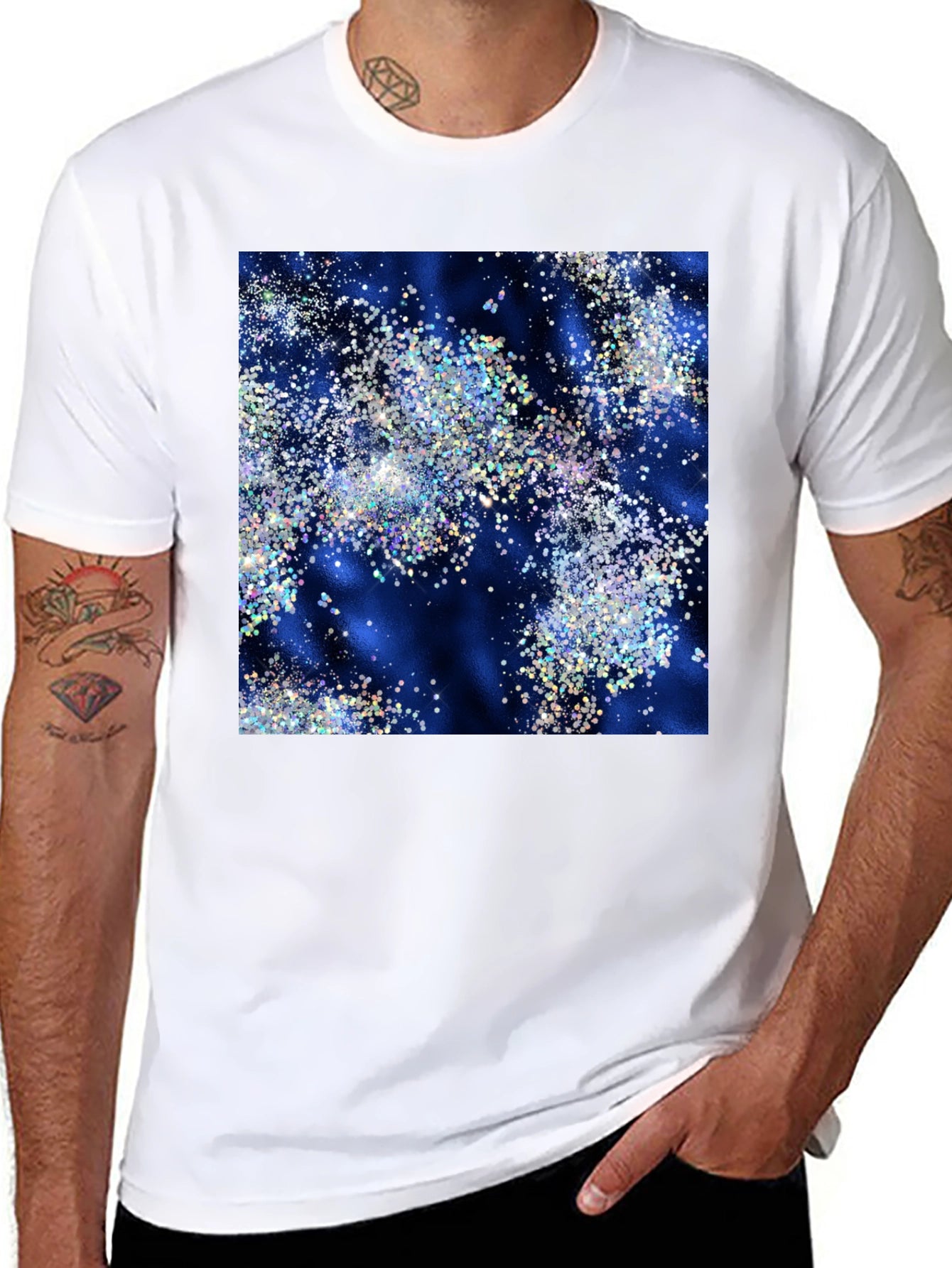 Sparkling Galaxy Print Black T-Shirt