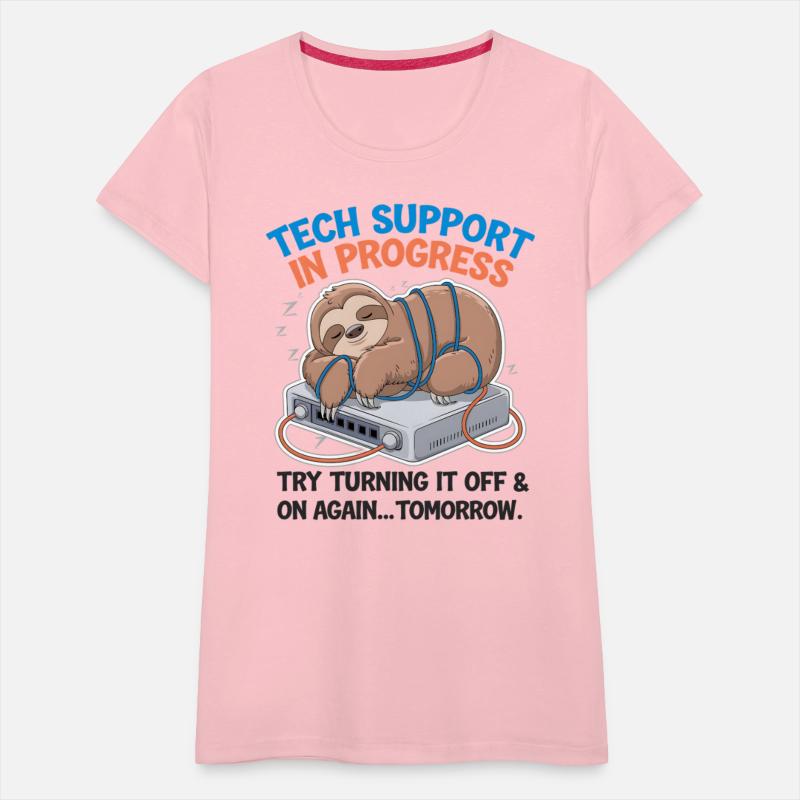 Tech Support Sloth T-Shirt–Funny Lazy IT Help Desk