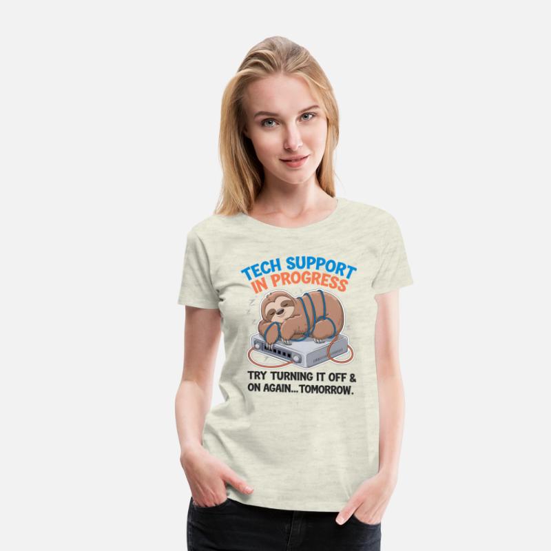 Tech Support Sloth T-Shirt–Funny Lazy IT Help Desk