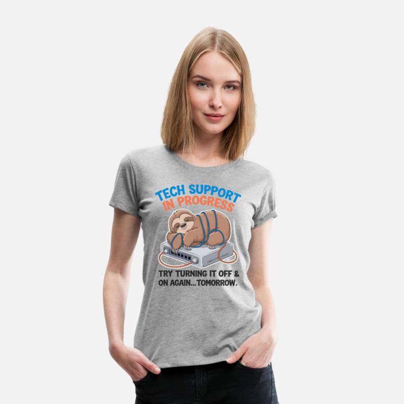 Tech Support Sloth T-Shirt–Funny Lazy IT Help Desk