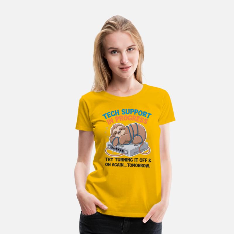 Tech Support Sloth T-Shirt–Funny Lazy IT Help Desk
