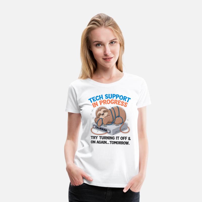 Tech Support Sloth T-Shirt–Funny Lazy IT Help Desk