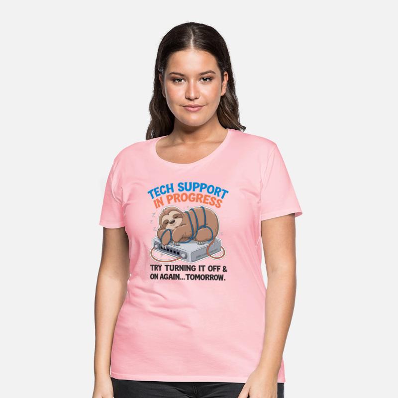 Tech Support Sloth T-Shirt–Funny Lazy IT Help Desk