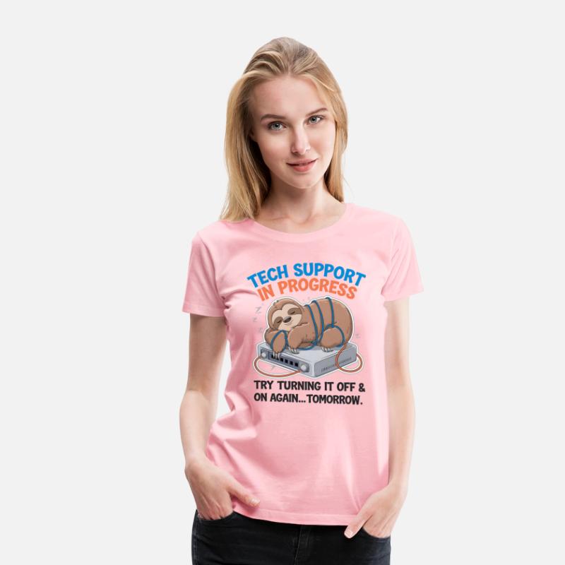 Tech Support Sloth T-Shirt–Funny Lazy IT Help Desk